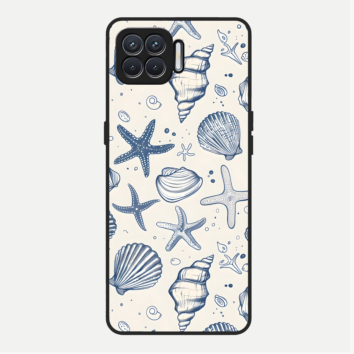  Blue Ocean Outline Glass Case For Oppo F17 back cover – full design glossy printed glass finish