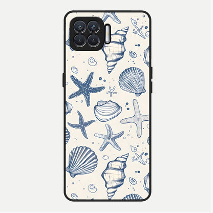  Blue Ocean Outline Glass Case For Oppo F17 back cover – full design glossy printed glass finish