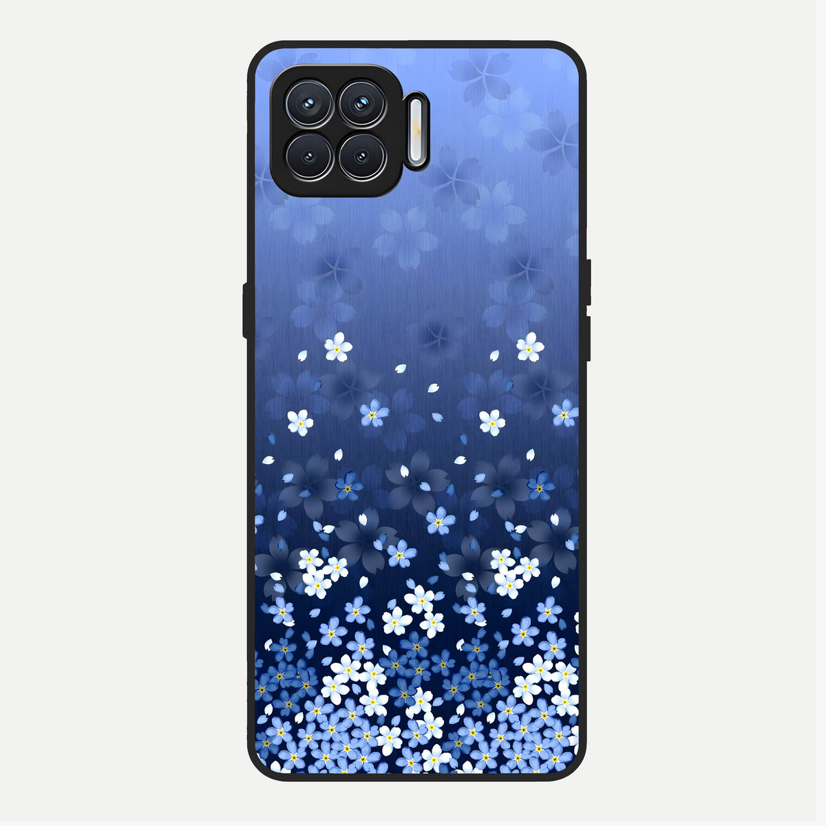  Blue Starry Glass Case For Oppo F17 back cover – full design glossy printed glass finish
