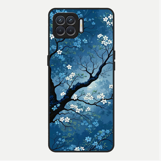  Blue Tree Serenity Glass Case For Oppo F17 back cover – full design glossy printed glass finish