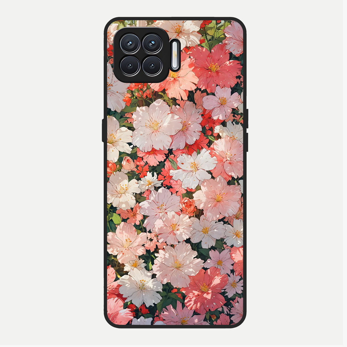  Blush Bloom Field Glass Case For Oppo F17 back cover – full design glossy printed glass finish