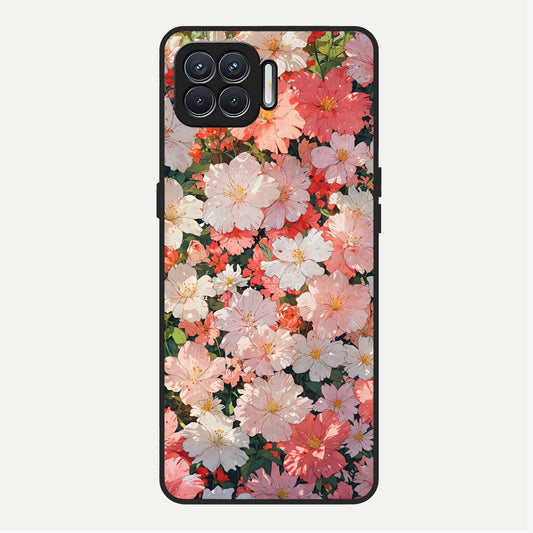  Blush Bloom Field Glass Case For Oppo F17 back cover – full design glossy printed glass finish