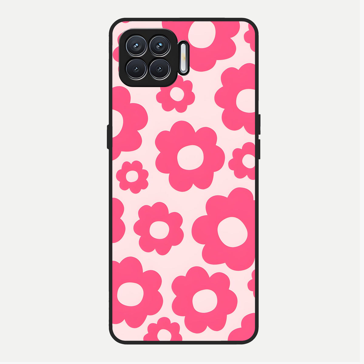  Blush Flower Pop Glass Case For Oppo F17 back cover – full design glossy printed glass finish