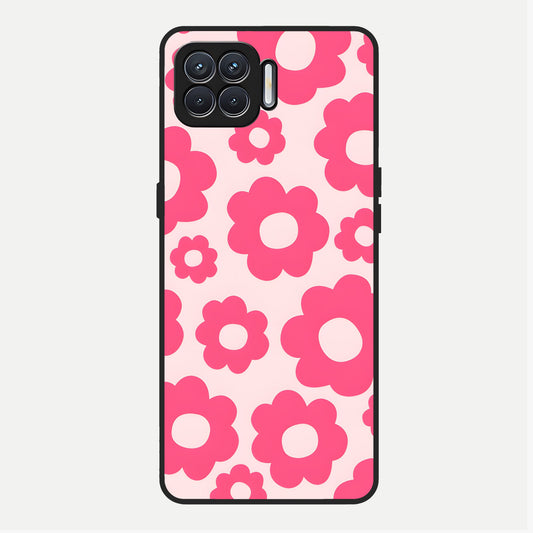  Blush Flower Pop Glass Case For Oppo F17 back cover – full design glossy printed glass finish