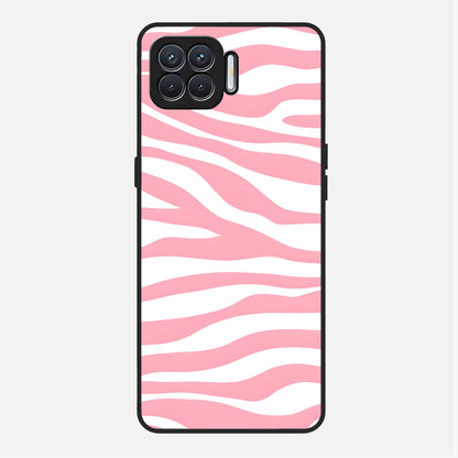  Blush Zebra Flow Glass Case For Oppo F17 back cover – full design glossy printed glass finish