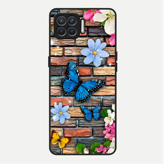  Brick Bloom Flight Glass Case For Oppo F17 back cover – full design glossy printed glass finish
