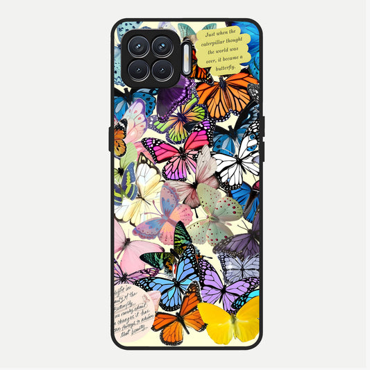  Butterflies Petal Dream Glass Case For Oppo F17 back cover – full design glossy printed glass finish