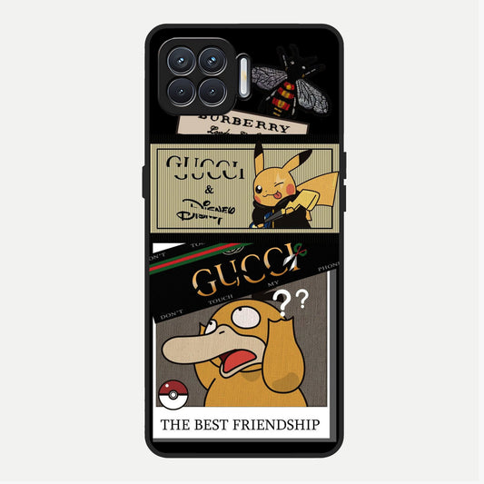  Cartoon Brand Play Mashup Glass Case For Oppo F17 back cover – full design glossy printed glass finish