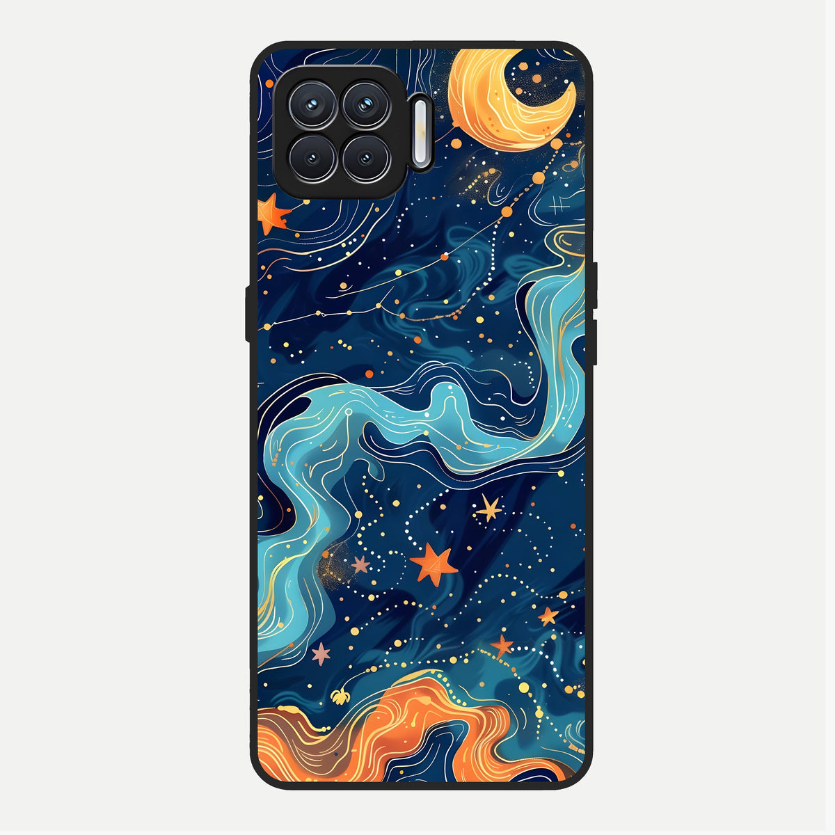  Celestial Dream Flow Glass Case For Oppo F17 back cover – full design glossy printed glass finish
