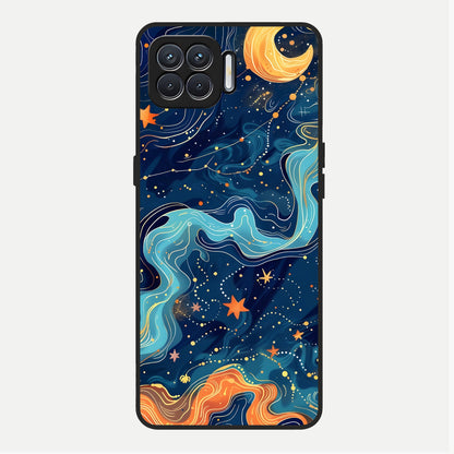  Celestial Dream Flow Glass Case For Oppo F17 back cover – full design glossy printed glass finish