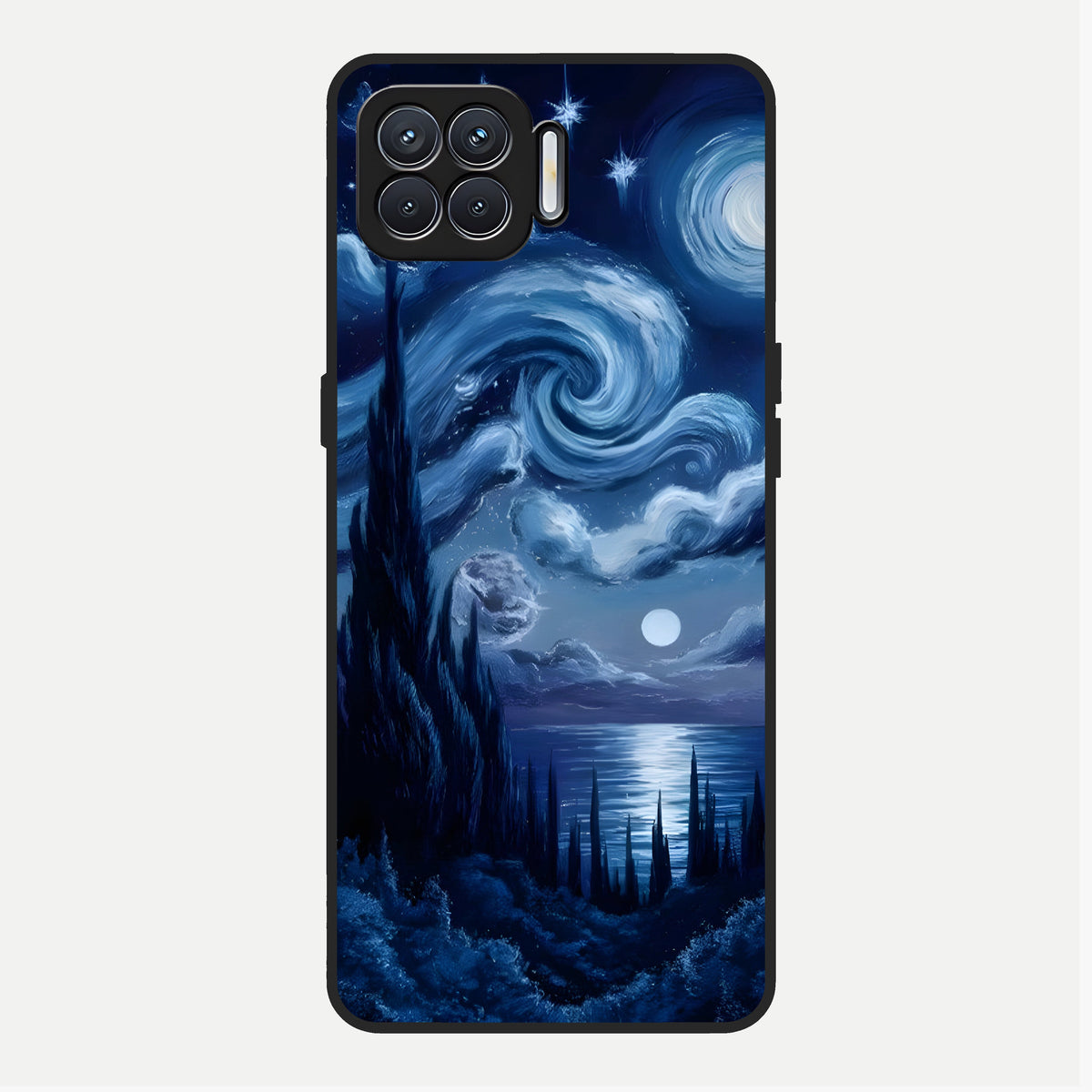  Celestial Dream Van Gogh Glass Case For Oppo F17 back cover – full design glossy printed glass finish