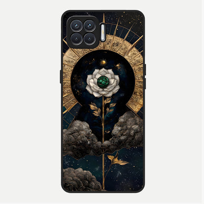  Celestial Lotus Morang Glass Case For Oppo F17 back cover – full design glossy printed glass finish