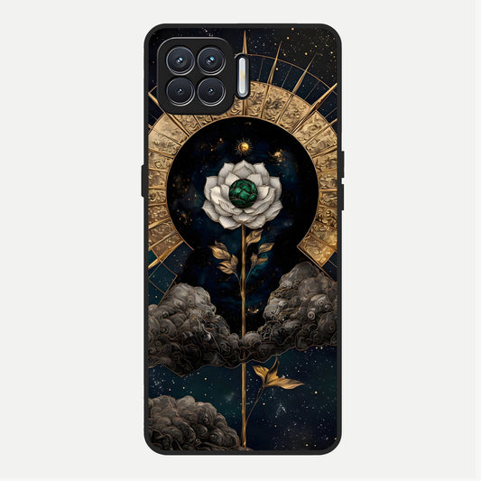  Celestial Lotus Morang Glass Case For Oppo F17 back cover – full design glossy printed glass finish