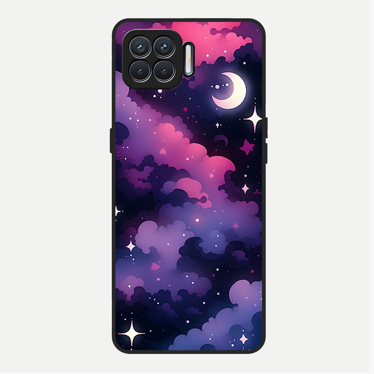 Celestial Moon Magic Glass Case For Oppo F17 back cover – full design glossy printed glass finish