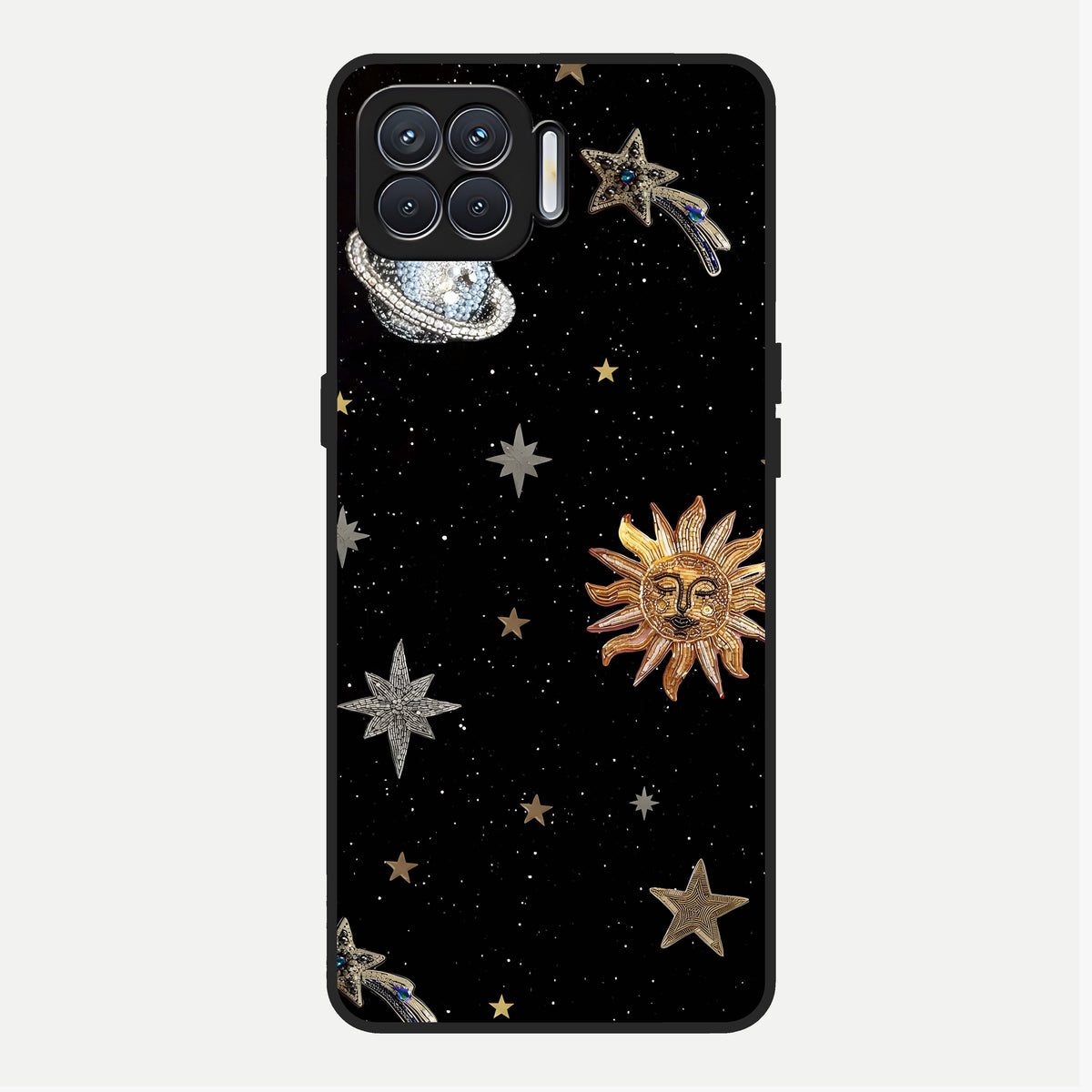  Celestial Moon With Stars Glass Case For Oppo F17 back cover – full design glossy printed glass finish