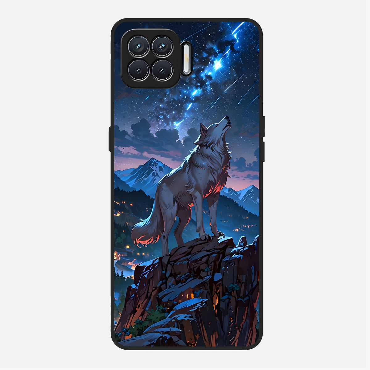  Celestial Wolf Howl Glass Case For Oppo F17 back cover – full design glossy printed glass finish