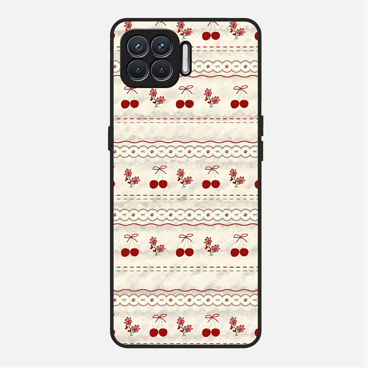  Cherry Bloom Charm Glass Case For Oppo F17 back cover – full design glossy printed glass finish