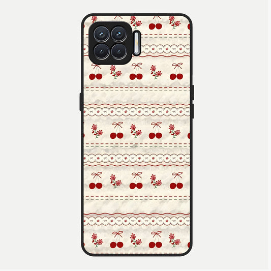  Cherry Bloom Charm Glass Case For Oppo F17 back cover – full design glossy printed glass finish