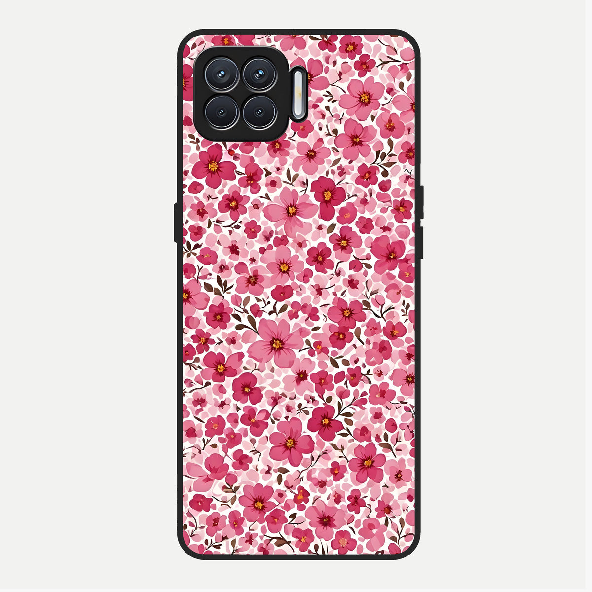  Cherry Blossom Charm Glass Case For Oppo F17 back cover – full design glossy printed glass finish