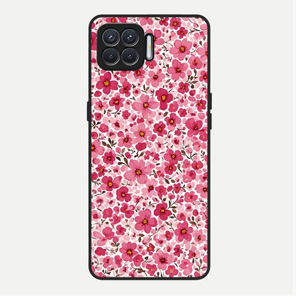 Cherry Blossom Charm Glass Case For Oppo F17 back cover – full design glossy printed glass finish