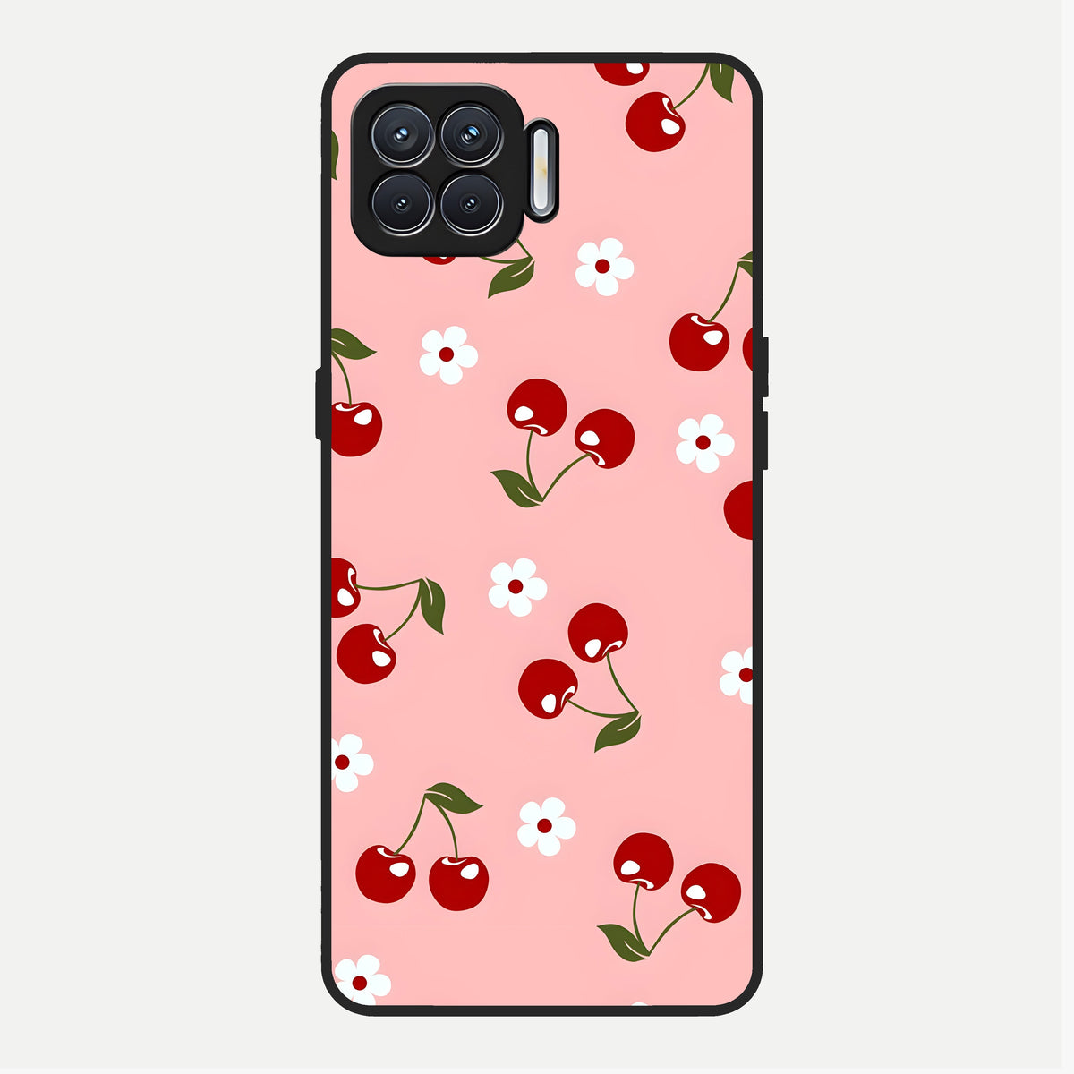  Cherry Love Mood Glass Case For Oppo F17 back cover – full design glossy printed glass finish