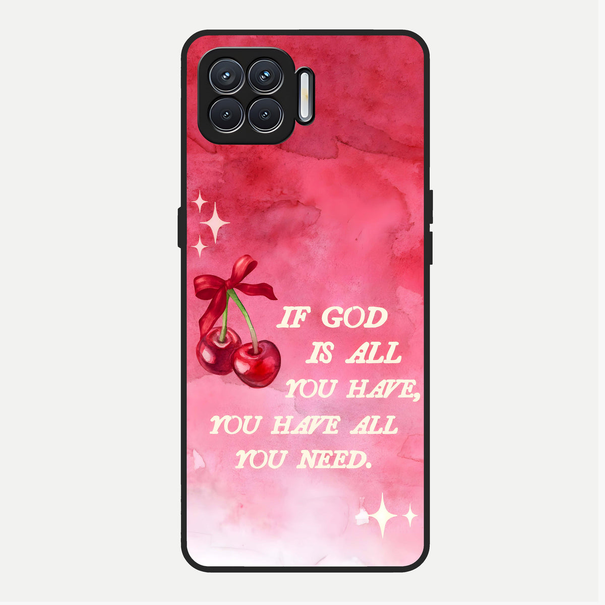  Cherry Quote Glass Case For Oppo F17 back cover – full design glossy printed glass finish