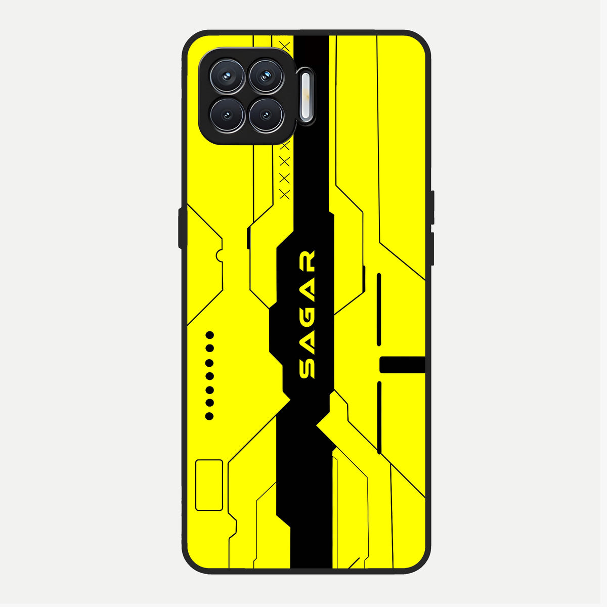  Circuit CYBERPUNK Custom Name Glass Case For Oppo F17 back cover – full design glossy printed glass finish