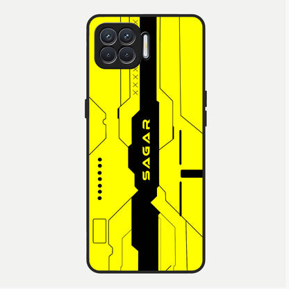  Circuit CYBERPUNK Custom Name Glass Case For Oppo F17 back cover – full design glossy printed glass finish