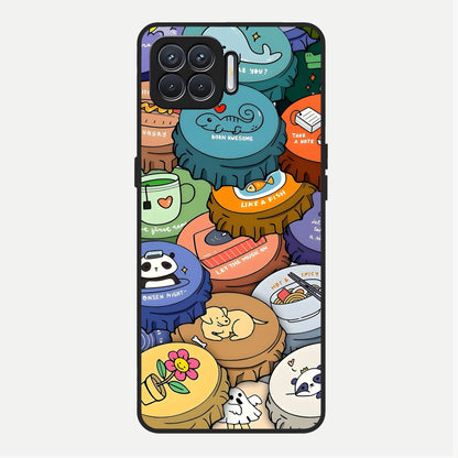  Coins Patterns Glass Case For Oppo F17 back cover – full design glossy printed glass finish
