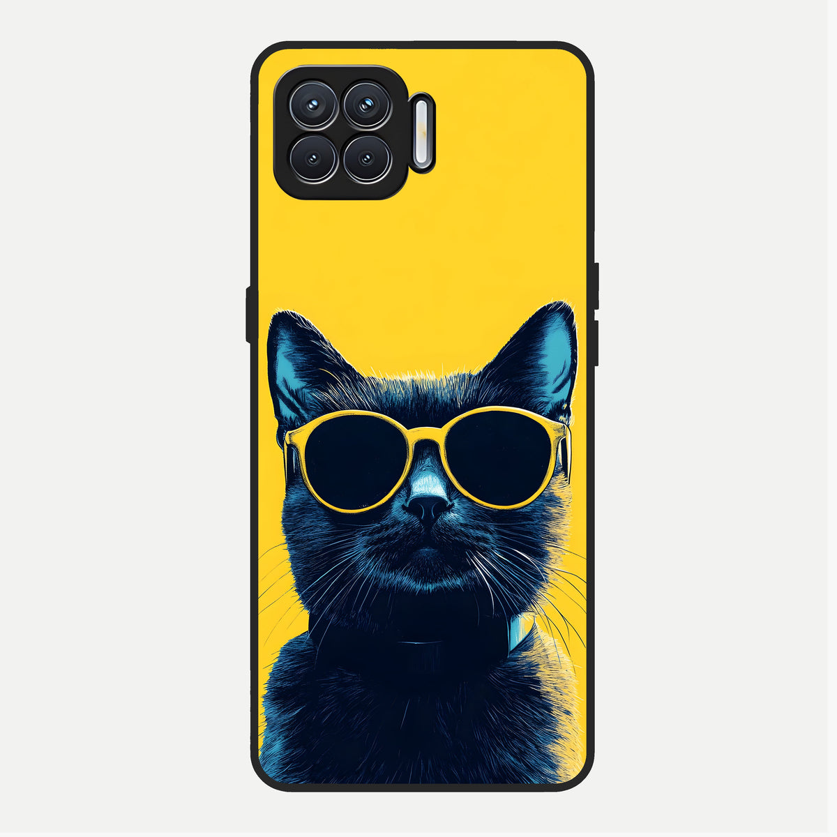  Cool Cat Vibes Glass Case For Oppo F17 back cover – full design glossy printed glass finish