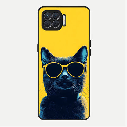  Cool Cat Vibes Glass Case For Oppo F17 back cover – full design glossy printed glass finish
