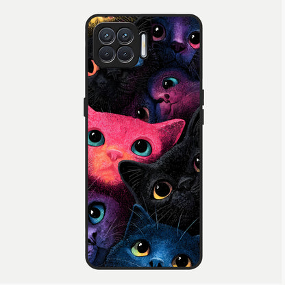  Cosmic Cats Dreams Glass Case For Oppo F17 back cover – full design glossy printed glass finish