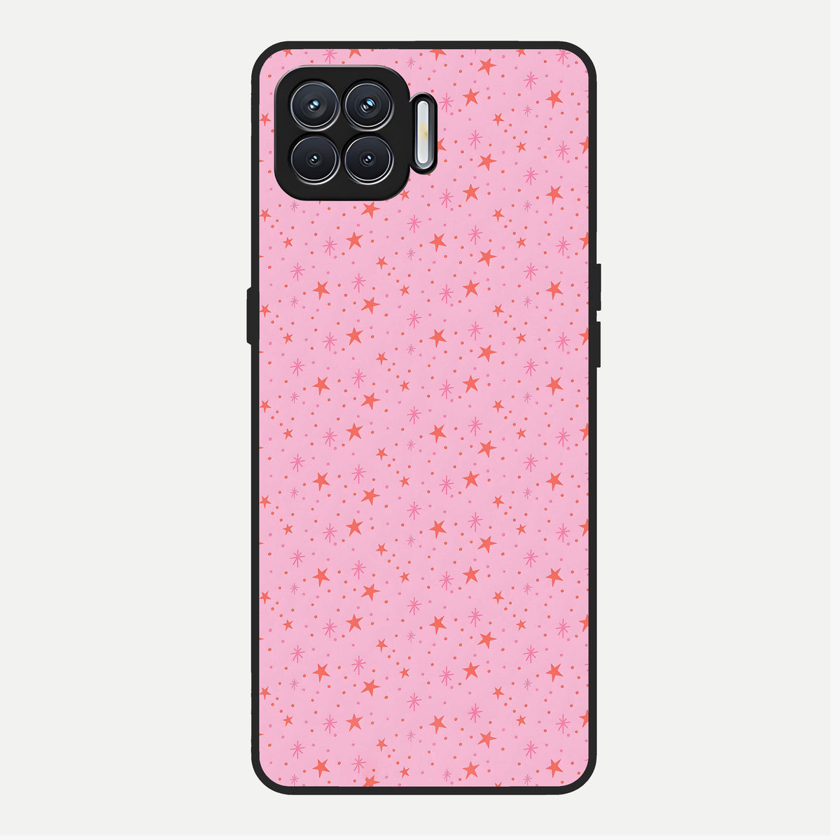  Cosmic Pink Sparkle Glass Case For Oppo F17 back cover – full design glossy printed glass finish