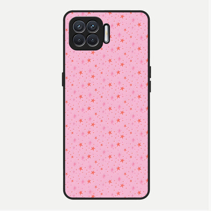  Cosmic Pink Sparkle Glass Case For Oppo F17 back cover – full design glossy printed glass finish