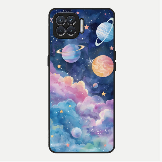  Cosmic Planet Dreams Glass Case For Oppo F17 back cover – full design glossy printed glass finish