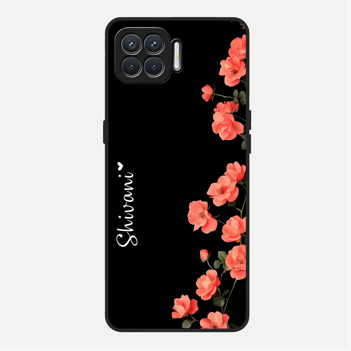  Crimson Bloom Grace Custom Name Glass Case For Oppo F17 back cover – full design glossy printed glass finish