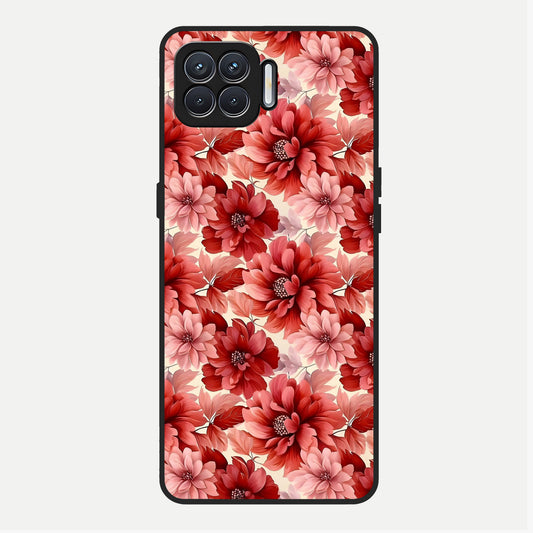  Crimson Love Petals Glass Case For Oppo F17 back cover – full design glossy printed glass finish