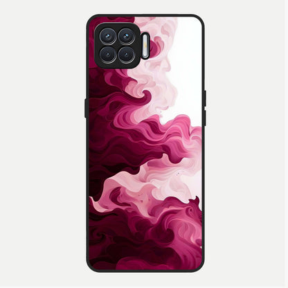  Crimson Wave Flow Glass Case For Oppo F17 back cover – full design glossy printed glass finish