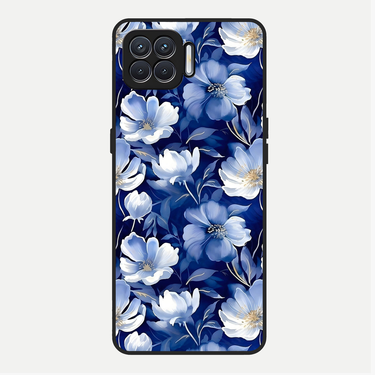  Cute Floral Patterns Glass Case For Oppo F17 back cover – full design glossy printed glass finish