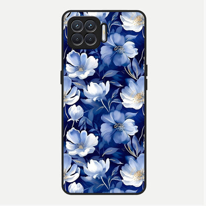  Cute Floral Patterns Glass Case For Oppo F17 back cover – full design glossy printed glass finish
