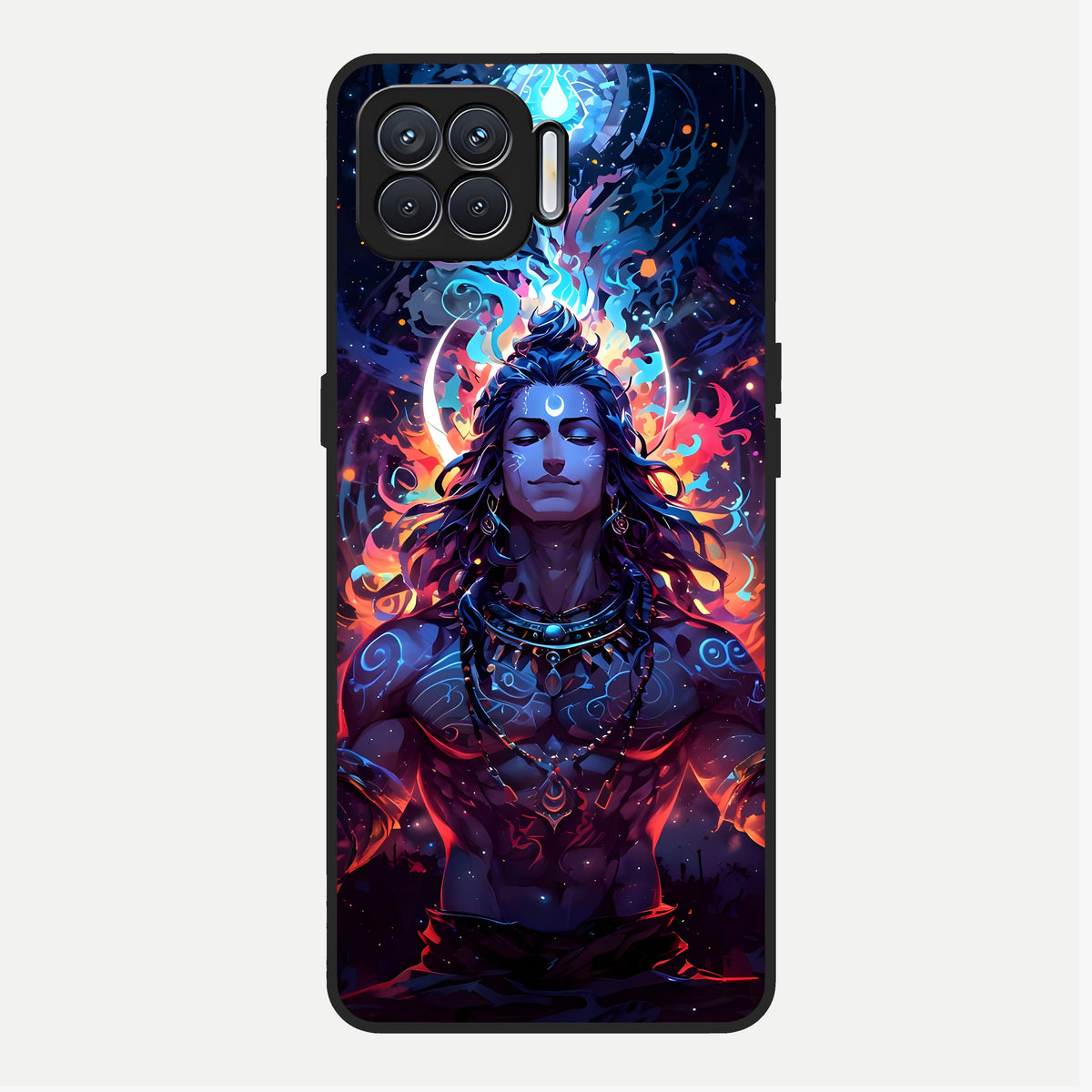  Divine Fire Shiv Glass Case For Oppo F17 back cover – full design glossy printed glass finish