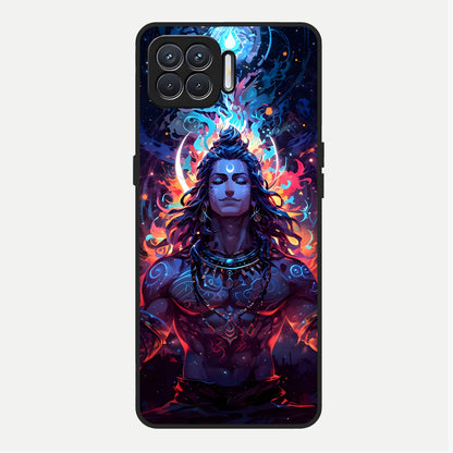  Divine Fire Shiv Glass Case For Oppo F17 back cover – full design glossy printed glass finish