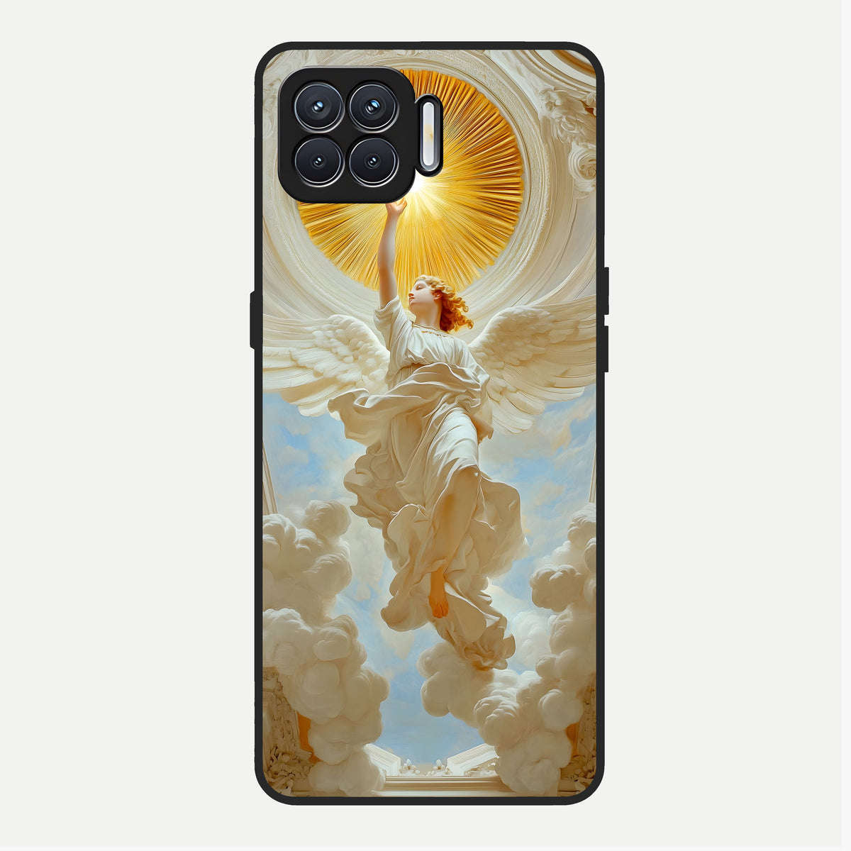  Divine Light Angel Glass Case For Oppo F17 back cover – full design glossy printed glass finish
