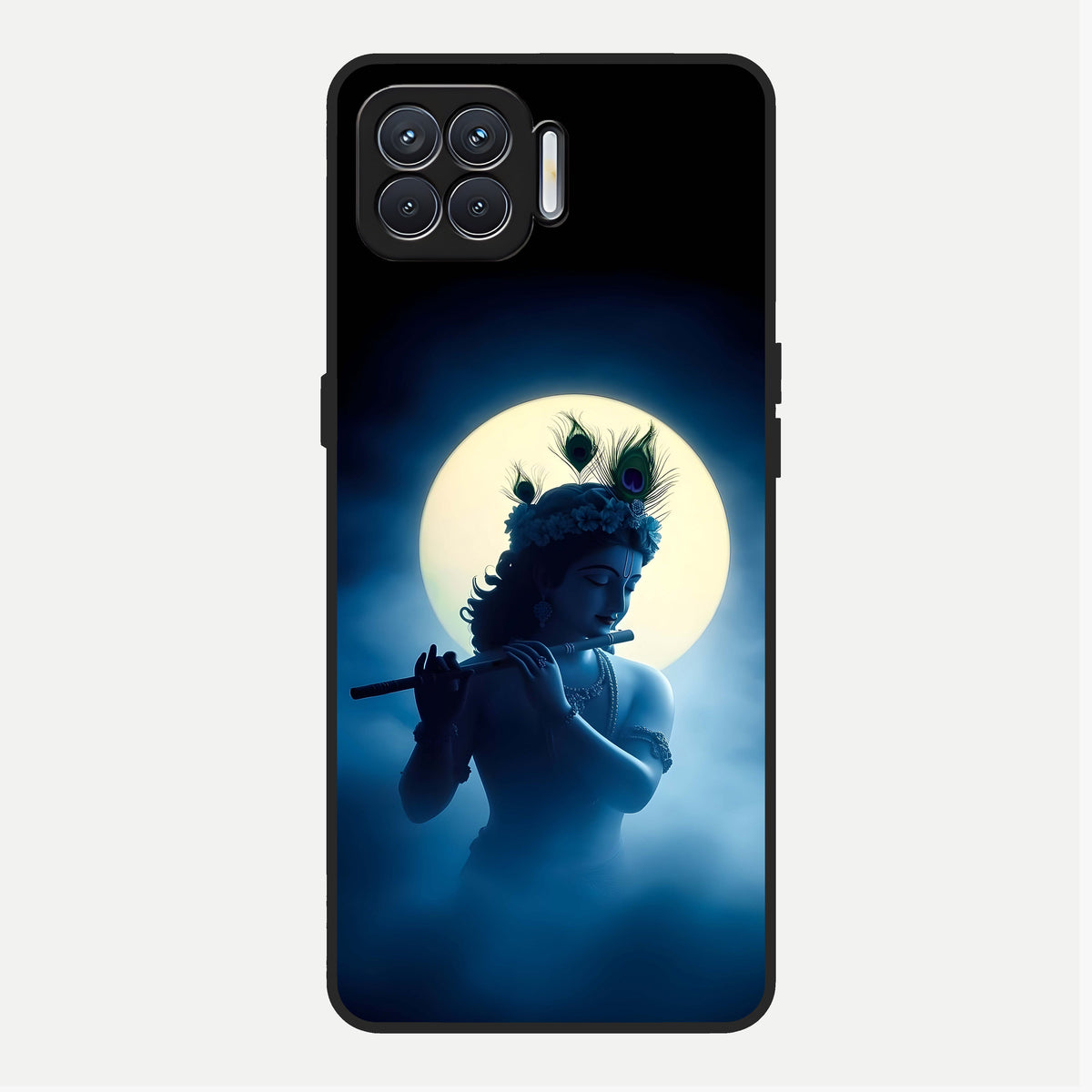  Divine Moon Flute Glass Case For Oppo F17 back cover – full design glossy printed glass finish