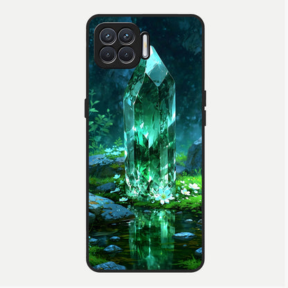 Emerald Light Crystal Glass Case For Oppo F17 back cover – full design glossy printed glass finish