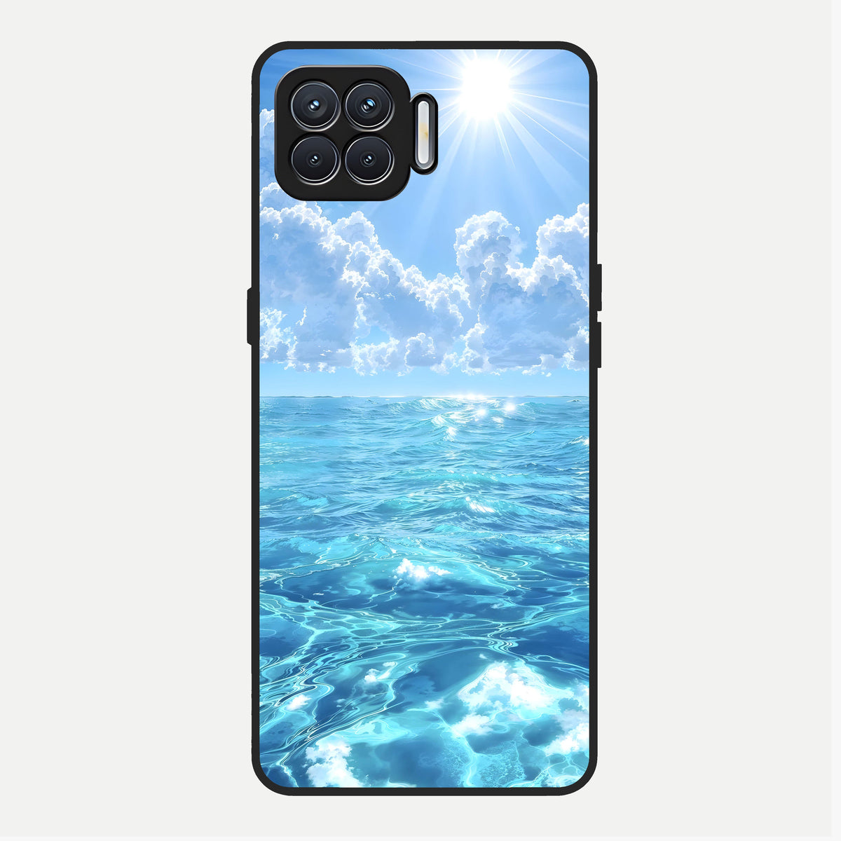 Endless Ocean Horizon Glass Case For Oppo F17 back cover – full design glossy printed glass finish