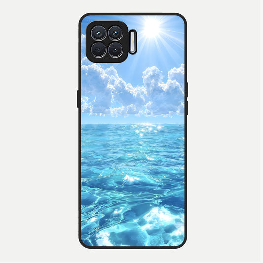  Endless Ocean Horizon Glass Case For Oppo F17 back cover – full design glossy printed glass finish