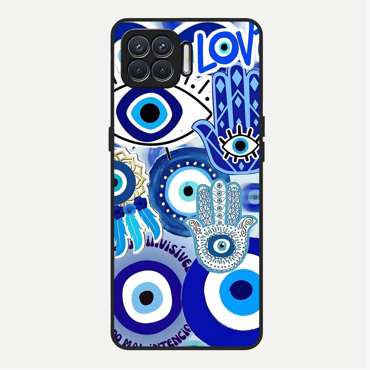  Evil Eyes Dream Glass Case For Oppo F17 back cover – full design glossy printed glass finish
