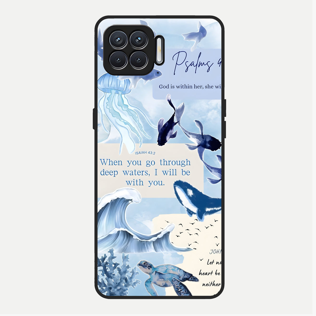  Faithful Ocean Promise Glass Case For Oppo F17 back cover – full design glossy printed glass finish