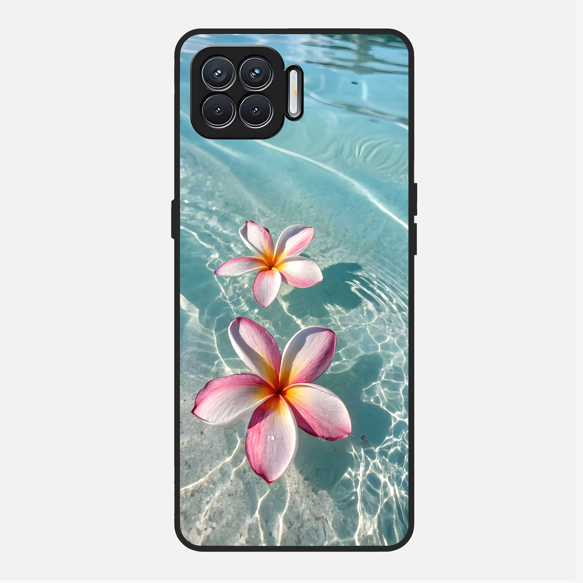  Floating Bloom Bliss Glass Case For Oppo F17 back cover – full design glossy printed glass finish